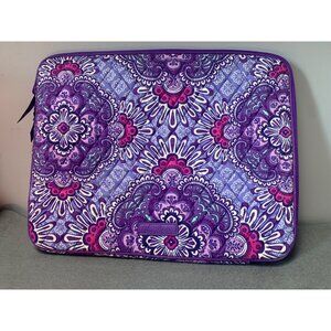 Vera Bradley  Laptop Case In Lilac Tapestry Purple Floral Quilted Pattern Zipper